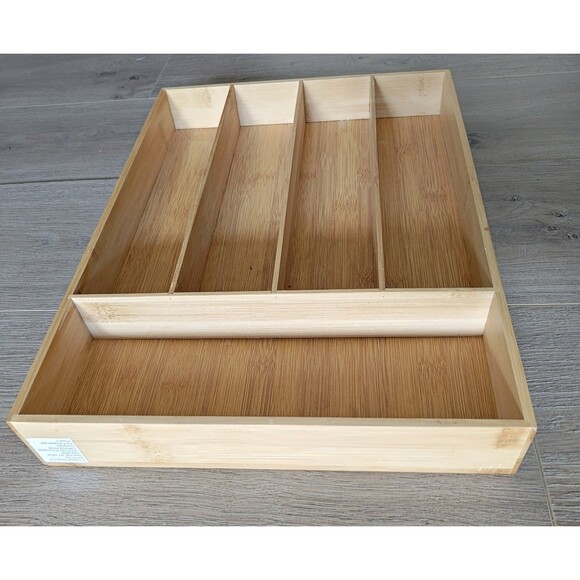 Bamboo Kitchen Utensils Tray Multi Grid Organizer Home Decor Jewelry Box - Picture 4 of 13